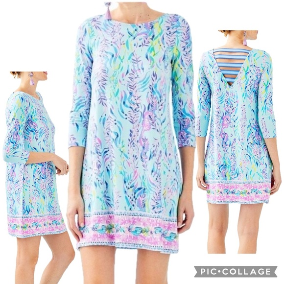 Lilly Pulitzer Ophelia Dress in Blue Oasis Tint – Swim Shady Print – Size S - Picture 1 of 13